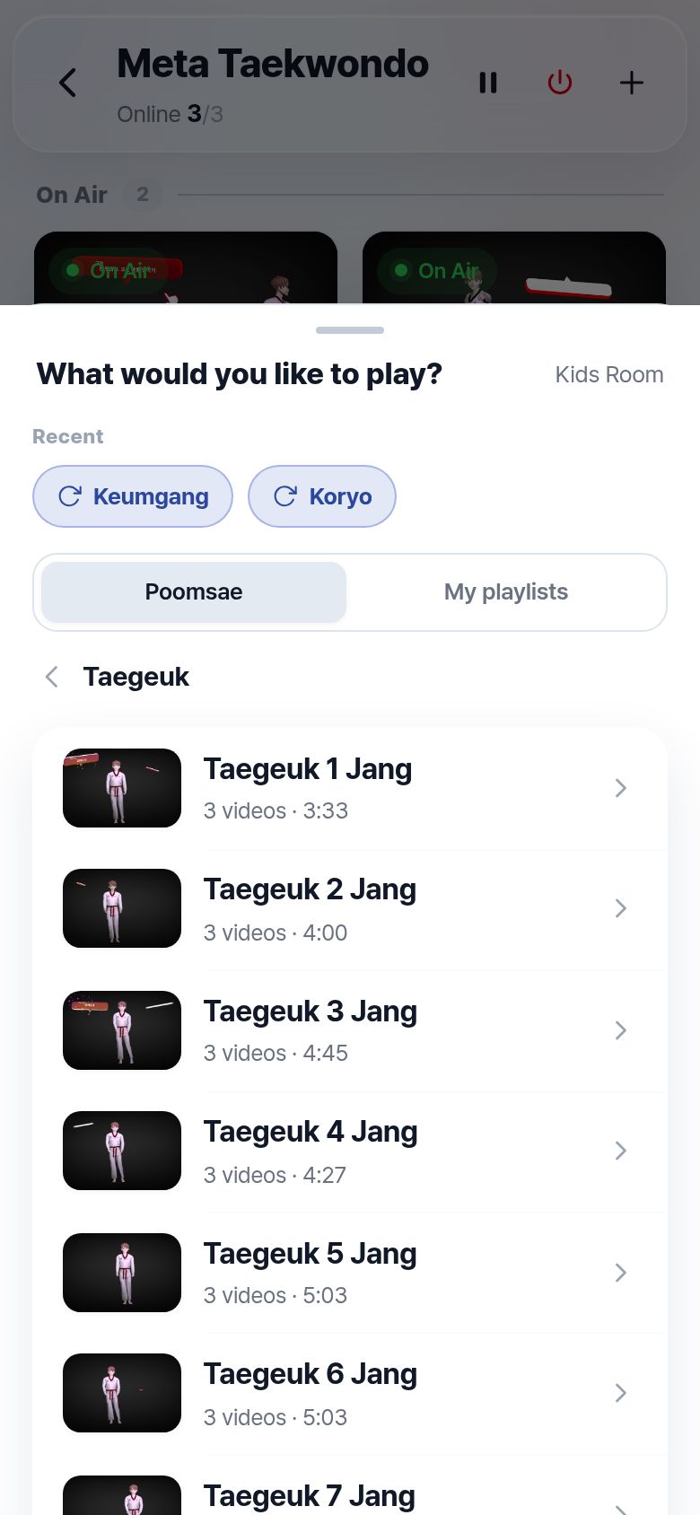 List of Taegeuk 1 to 8 Jang
